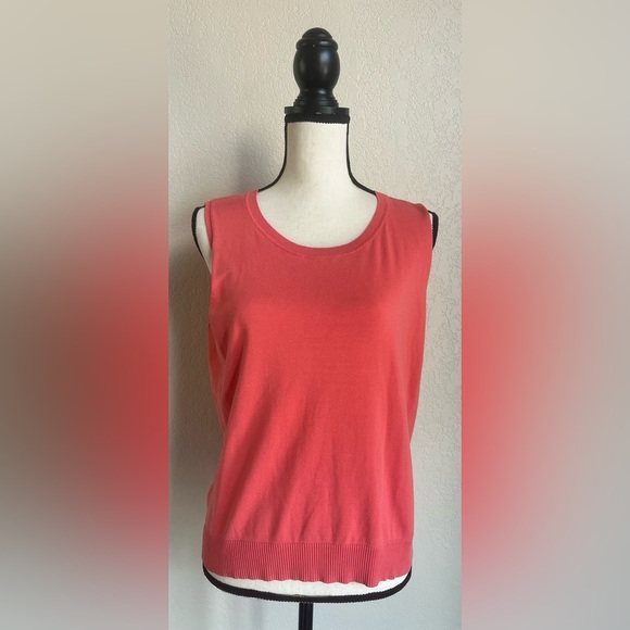August Silk Tank Top Sleeveless Shirt Silk Blend Coral - Picture 1 of 6